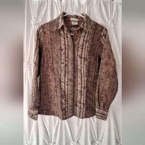 Brown and Purple Patterned Button-Up Shirt